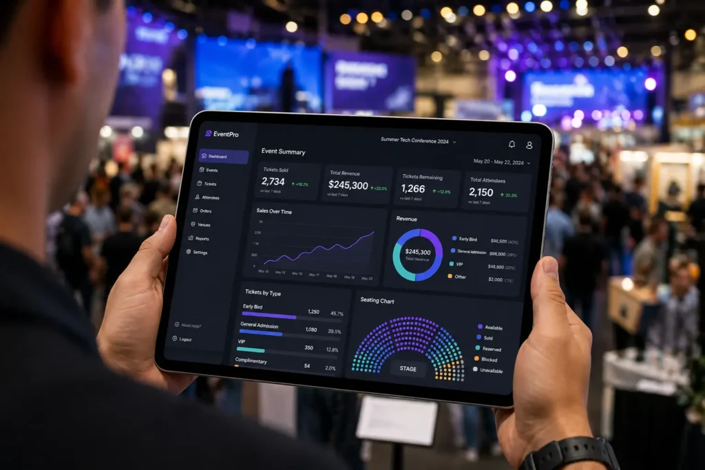 Event Management Platform - Showing Real Time Ticket Sales